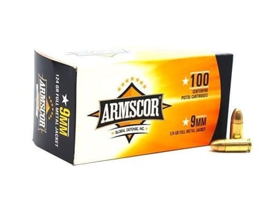 Armscor 9mm 124gr FMJ Ammunition 100 Rounds - $29.99
