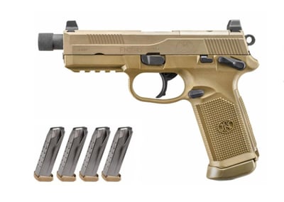 FN Pistol FNX-45T 45acp 5.3" Pistol, FDE & 5 15rd Magazine Bundle - 66-101634 - $999.99 