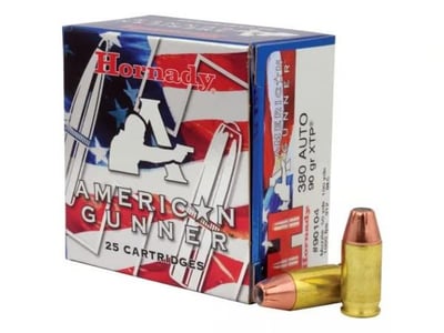 Hornady American Gunner 380 ACP 90 GR XTP JHP 25 Rounds - $17.59