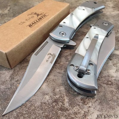 8.5" Elk Ridge "Ballistic" Spring Assisted Folding Pocket Knife White Pearl - $7.99 Shipped (Free S/H over $25)