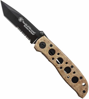 Smith & Wesson CK5TBSD 7.4in High Carbon S.S. Folding Knife with a 3.2in Serrated Tanto Blade and Aluminum Handle - $11.20 + FREE Shipping