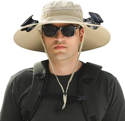 Outdoor Wide Brim Sun Hat with 2 Solar Fan Sun Bucket Hat UPF 50+ - $23.90 (coupon price) + FREE Shipping