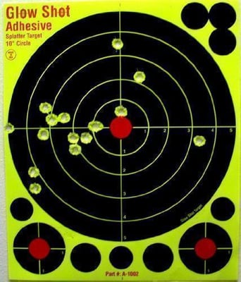 50 Pack 10" Adhesive Reactive Splatter Targets Glowshot w/500 coverup patches - $19.99 (Free S/H over $25)