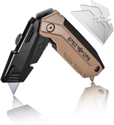 Spec Ops Tools Folding Utility Knife with Retractable Blade, Includes 3 Extra Blades in Handle Storage - $14.15 + FREE Shipping