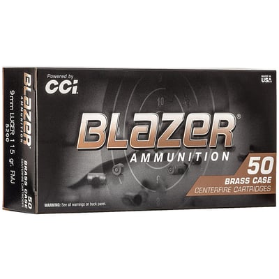 CCI 5200 Blazer Brass 9mm 115 GR FMJ 50 Rounds - $11.89
