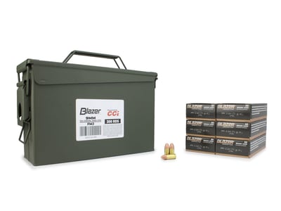 Blazer Brass 9mm 124-Gr. FMJ 300 Rounds IN HEAVY DUTY AMMO CAN - $99.99 (Free S/H over $149)