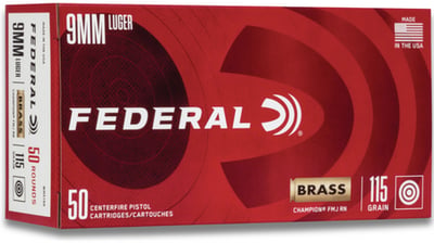 Federal Champion Training Brass 9mm, 115gr FMJ, 1000rd Case - $239.99 + Free Shipping 