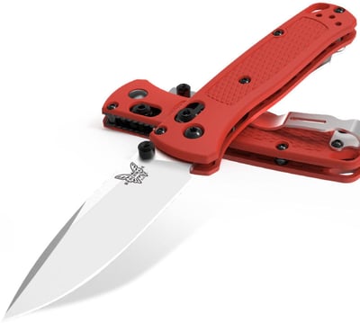 Benchmade Mini-Bugout AXIS Folding Knife 2.82" Plain Blade Mesa Red Grivory Handle - $106.49 (add to cart price)