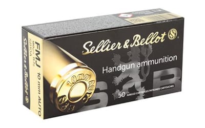 CLOSEOUT SALE Sellier & Bellot Ammunition 10mm Auto 180 Grain Full Metal Jacket Case of 1000 (20 Boxes of 50) SB SB10A - $376.89-Flatrate shipping up to 100lbs