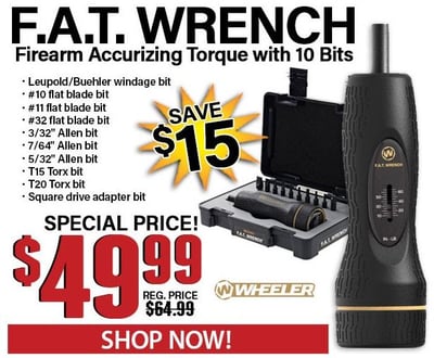 The F.A.T. Wrench with 10 Bits (Firearm Accurizing Torque) - $49.99