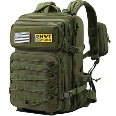 Military Tactical Backpack, Sturdy Work & Molle Laptops Rucksack, Army Pack for Hiking Camping Travel Fishing Gym, Green - $19.99 + FREE Shipping