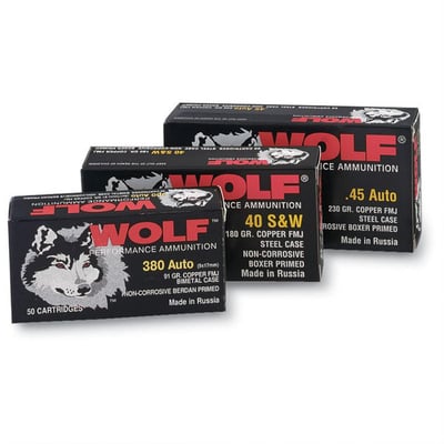 Wolf 45 ACP FMJ 50 rounds - $29.44 (Buyer’s Club price shown - all club orders over $49 ship FREE)