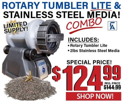 Frankford Arsenal Platinum Series Rotary Tumbler Lite With 2lb Stainless Steel Media Combo - $124.99