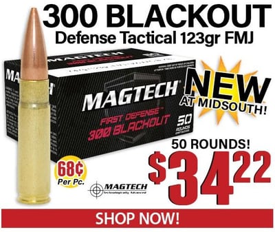 MagTech First Defense Tactical 300 Blackout 123 Grain Full Metal Jacket 50 Rounds - $34.22 