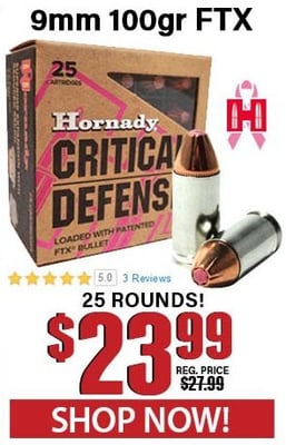 Hornady Critical Defense Lite 9mm Luger 100 Grain FTX 25 Rounds - $23.99