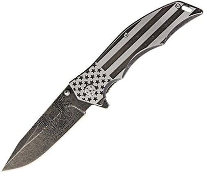 MTech USA Xtreme Spring Assist Folding Knife, Black Stonewashed Straight Edge - $7.77 (Free S/H over $25)
