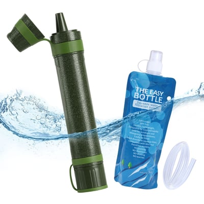 Personal Water Filter Backpacking Straw with 1000L 0.03 Micron 3 Stage Filtration - $7.99 w/clip coupon + Free S/H over $25 (Free S/H over $25)
