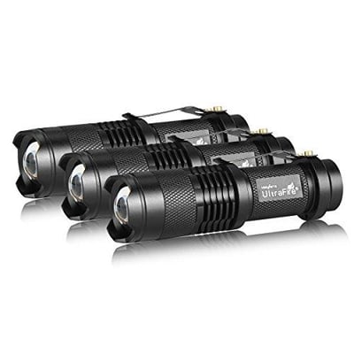 3 Pack UltraFire Mini Flashlights Focus Adjustable SK68 300 Lumens - $11.39 after clipped coupon (Free S/H over $25)