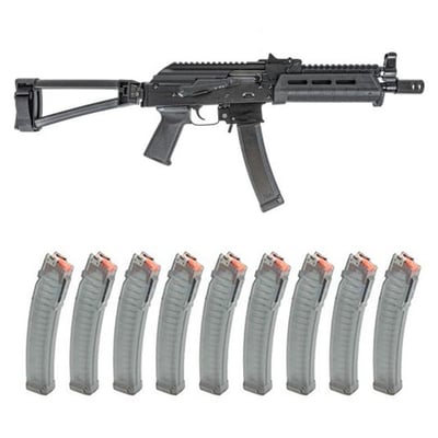 PSA AK-V 9mm MOE Triangle Side Folding Pistol With SA Railed Gas Tube & 10 Magazines - Black - $959.99 + Free Shipping 