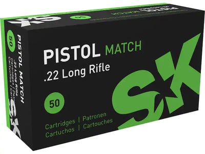 SK Pistol Match Ammunition 22 Long Rifle 40 Grain Lead Round Nose 50 Rnd - $11.99