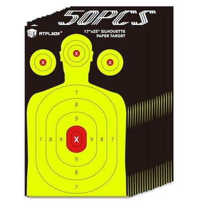 Atflbox Silhouette Paper Target for The Range, 17x25 Inch High Visibility Target (50 Pack) - $18.66 + FREE Shipping
