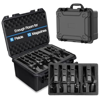 Tiswell Hard Case Pistol Case for 6 Pistols & 12 Magazines, Multi-Handgun Case with Pre-Cut Foam, TSA Approved Firearm Travel Case, IP67 Waterproof Protective Carrying Hard Shell Case - $39.99 + FREE Shipping