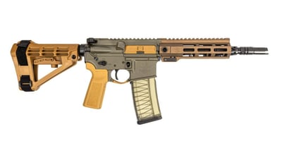 PSA Sabre-15 Forged 8.5" .300 Blackout 1:5 Pistol w/Rifle Speed Gas Block and SBA-4 Brace, Moss Green - $1044.99 after code "cn3sabre5"