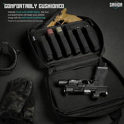 Savior Equipment Specialist Series Tactical Double Scoped Handgun Firearm Case Pistol Bag Lockable Compartment (Obsidian Black, 13" x 9" Double Pistol Case) - $32.99 + FREE Shipping