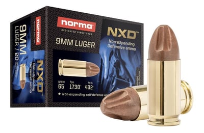 Norma NXD Non-eXpanding Defensive 9mm 65gr Molded Copper Projectile Lead-Free Ammunition 1730 FPS 200-Rounds - $99.98 