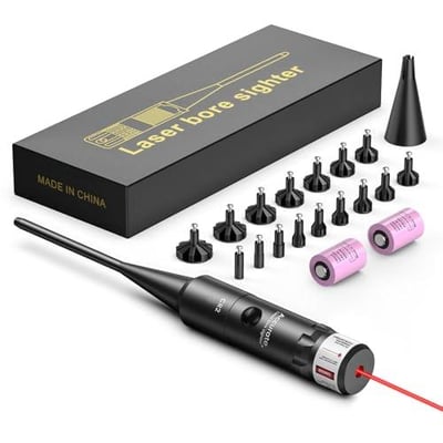40% off EZshoot Bore Sight Kit Bright Green or Red Dot BoreSighter with Big Button Switch for .17 to 12GA Caliber w/code J39SNOTA - $15.59 + FREE Shipping