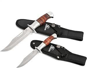 Mossy Oak Fixed Blade Bowie Knife, 2-piece Hunting Knife with Leather Handle Featuring Laser Pattern, Sheath Included - $18.99 + FREE Shipping