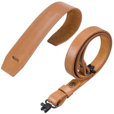 50% off EZshoot Two Point Sling with Removable Shoulder Pads Non-Slip Back Design Leather Rifle Sling Removable Sling Swivels Leather Gun Sling Adjustable Length w/code CDNANJVV + FREE Shipping