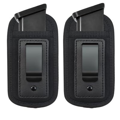 2 Pack Universal Magazine IWB Pouch Concealed Carry 9mm .40 .45 .380 .357, Mag Holster for S&W M&P Sig Sauer Ruger Glock (Single Stitching-2 mag Pouch) - $ + FREE Shipping
