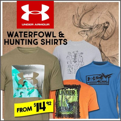 Under Armour Waterfowl & Hunting Themed T-shirts & Crews from $14.92 (Free S/H over $25)