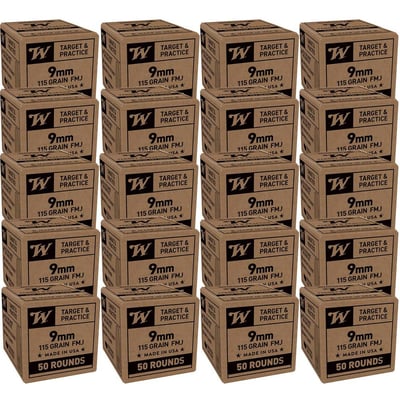 Winchester 9mm 115gr FMJ 1000 Rounds - $229.49 