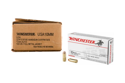 Winchester USA10MM 180 Grain 10mm FMJ Handgun Ammunition - 500 round case - USA10MM - $169.95 