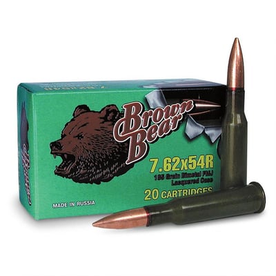 Brown Bear 7.62x54 FMJ 174 Grain 240 rounds - $166.24 (Buyer’s Club price shown - all club orders over $49 ship FREE)