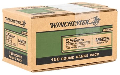 Winchester USA M855 Green Tip 5.56x45mm NATO 62 gr Full Metal Jacket 600Rnd - $318 (Free S/H)