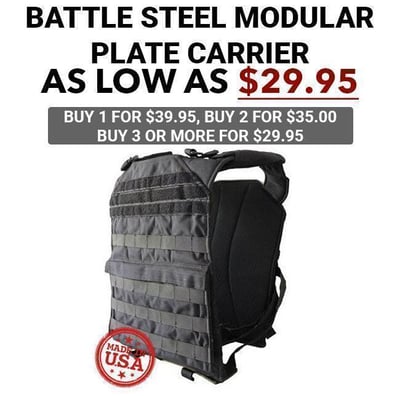 Battle Steel Modular Plate Carrier BLK/ODG as low as $29.95