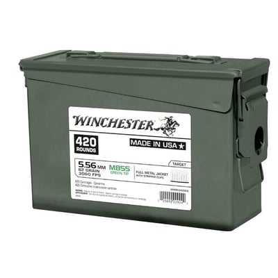 Winchester 5.56mm M855 62 Grain Green Tip FMJ Lake City 420 Rounds, Ammo Can, Stripper Clips - $299 (Free S/H)