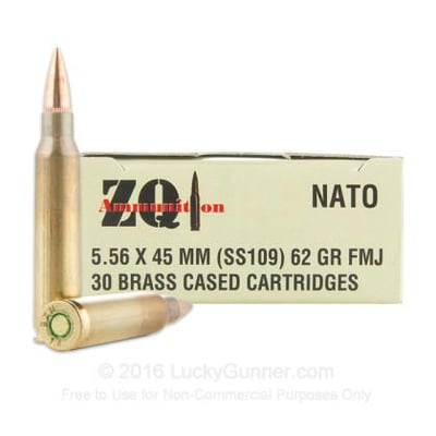 5.56x45 - 62 Grain FMJ M855 - ZQI Ammunition - 1200 Rounds - $396.00