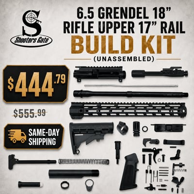 AR-15 6.5 Grendel 18″ Rifle Upper 17″ Rail Build Kit (Unassembled) - $444.79 
