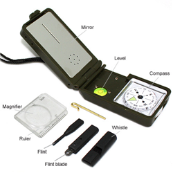 10 in 1 Outdoor Survival Kit with Thermometer, Hygrometer, LED Light, Compass - $5.99 shipped