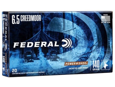 Federal Power-Shok 6.5 Creedmoor Ammunition 140 Grain Jacketed Soft Point 20 Rounds - $25.39