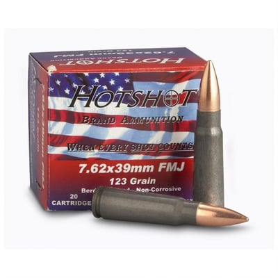 HotShot 7.62x39mm 123 Grain FMJ Ammo, 260 rds. (13 boxes) - $60.99 (Buyer’s Club price shown - all club orders over $49 ship FREE)