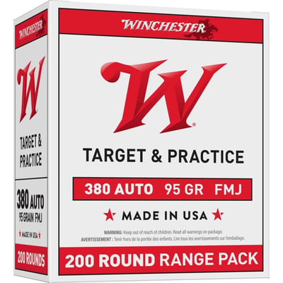 Winchester Government Handgun Ammunition .380 ACP 95 gr. FMJ 955 fps 200/ct - $64.59 w/ Code: "DG5"