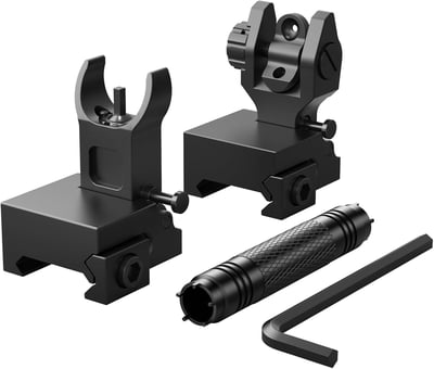 Feyachi Flip Up Rear Front and Iron Sights (Tooled version) with Elevation Best Backup fits Picatinny & Weaver Rails Black - $13.99 (Limited time deal) + FREE Shipping