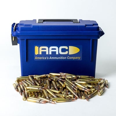 AAC .223 Remington 55 Grain FMJ Grind Hard Ammo 250rd With AAC Blue 30 Cal Ammo Can - $129.99 