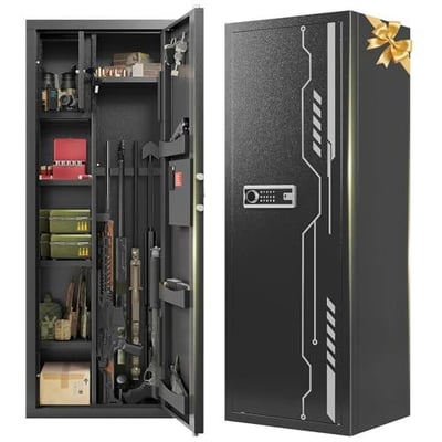 KAER Gun Safe, Large 8-12 Gun Cabinet for Home Defense with Electronic Keypad Secure Rifle & Shotgun Safe Adjustable Shelf, Rifle Rack for Pistols Ammunition - $224.99 + FREE Shipping