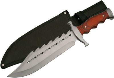 SZCO Full Tang Gator Back Skinning Knife 15" Wood Handle & Sawback Stainless Steel Blade with Sheath - $13.85 (coupon price) 